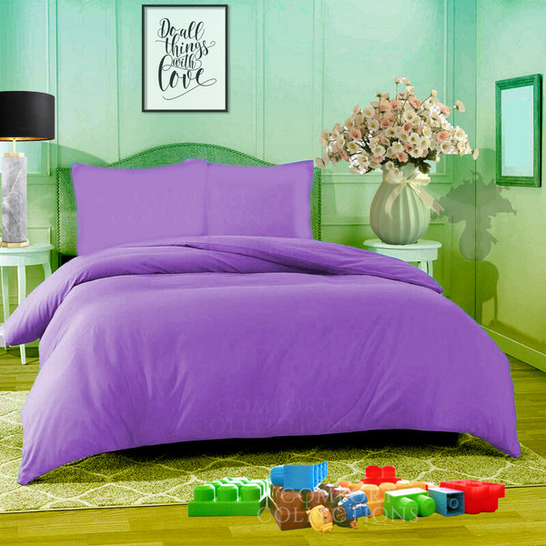 Duvet Quilt Cover With Pillowcase Plain Dyed Bedding Set Single Double King Size