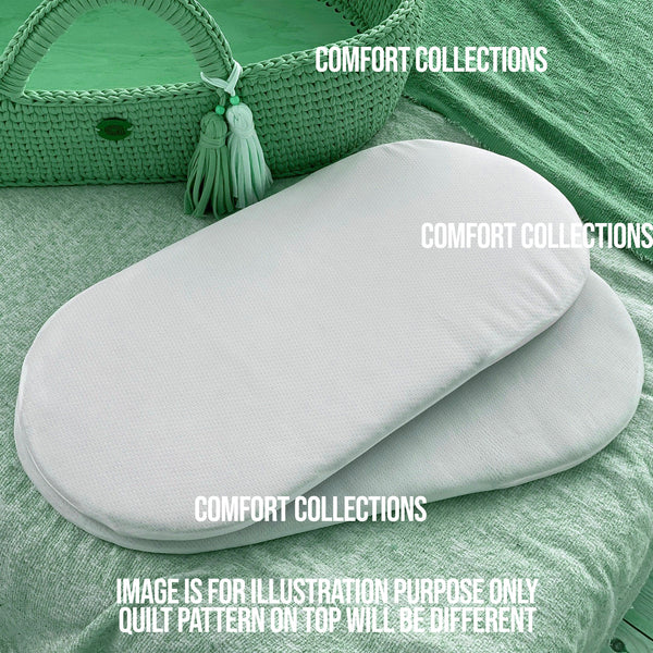 MOSES BASKET OVAL SHAPE FOAM MATTRESS ALL SIZES QUILTED COVER BABY MATTRESS