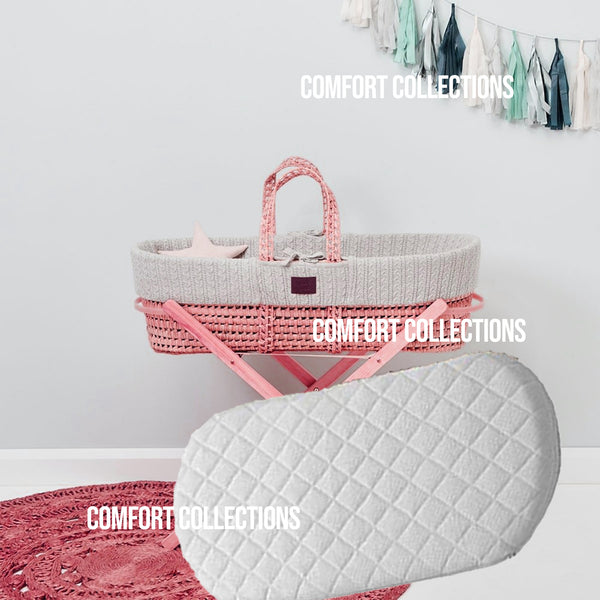 MOSES BASKET OVAL SHAPE FOAM MATTRESS ALL SIZES QUILTED COVER BABY MATTRESS