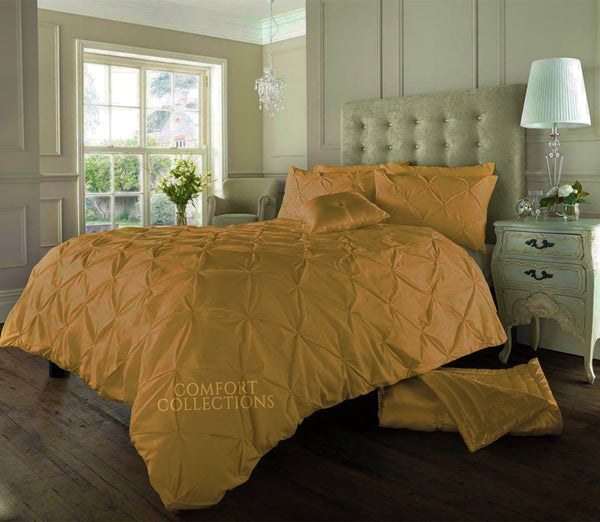 Pintuck Pleated Duvet Cover with Pillowcase Bedding Set Single Double King Size