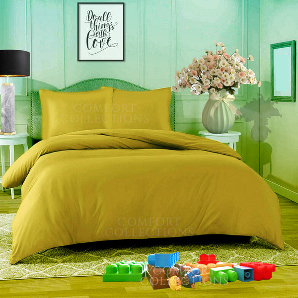 Duvet Quilt Cover With Pillowcase Plain Dyed Bedding Set Single Double King Size