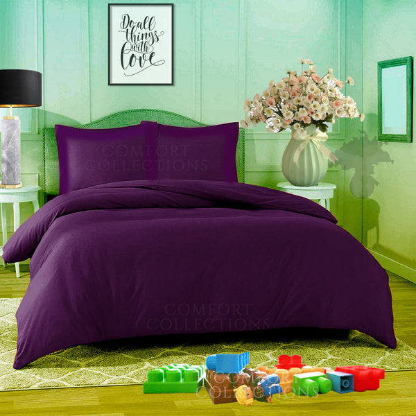 Duvet Quilt Cover With Pillowcase Plain Dyed Bedding Set Single Double King Size