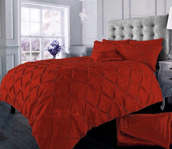 Pintuck Pleated Duvet Cover with Pillowcase Bedding Set Single Double King Size