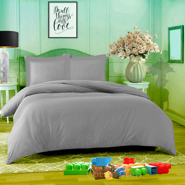 Duvet Quilt Cover With Pillowcase Plain Dyed Bedding Set Single Double King Size