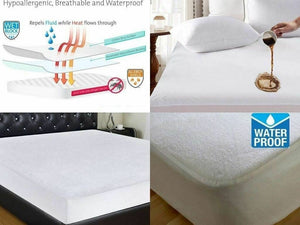 TERRY TOWELING WATERPROOF MATTRESS PROTECTOR: NON NOISY (CRINKLE FREE).